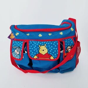 Vintage 90s Disney Winnie the Pooh Diaper Bag Organizer Blue Red Eeyore Tigger
